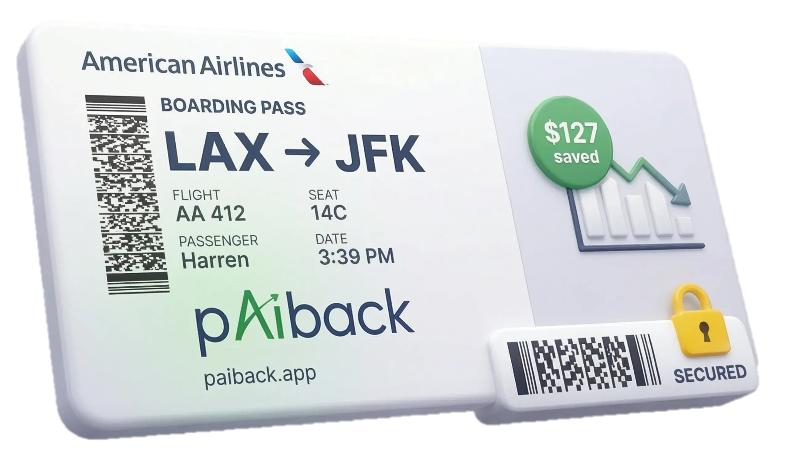 Boarding pass with pAiback savings